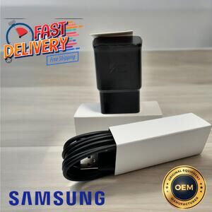 OEM Samsung Fast Charger Black and USB-A to Type-C Data Cable for Phones Tablet